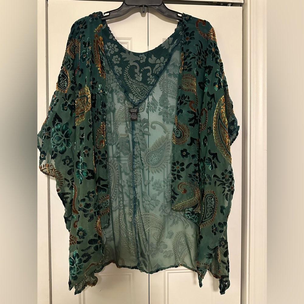 Boho sheer shawl shirt